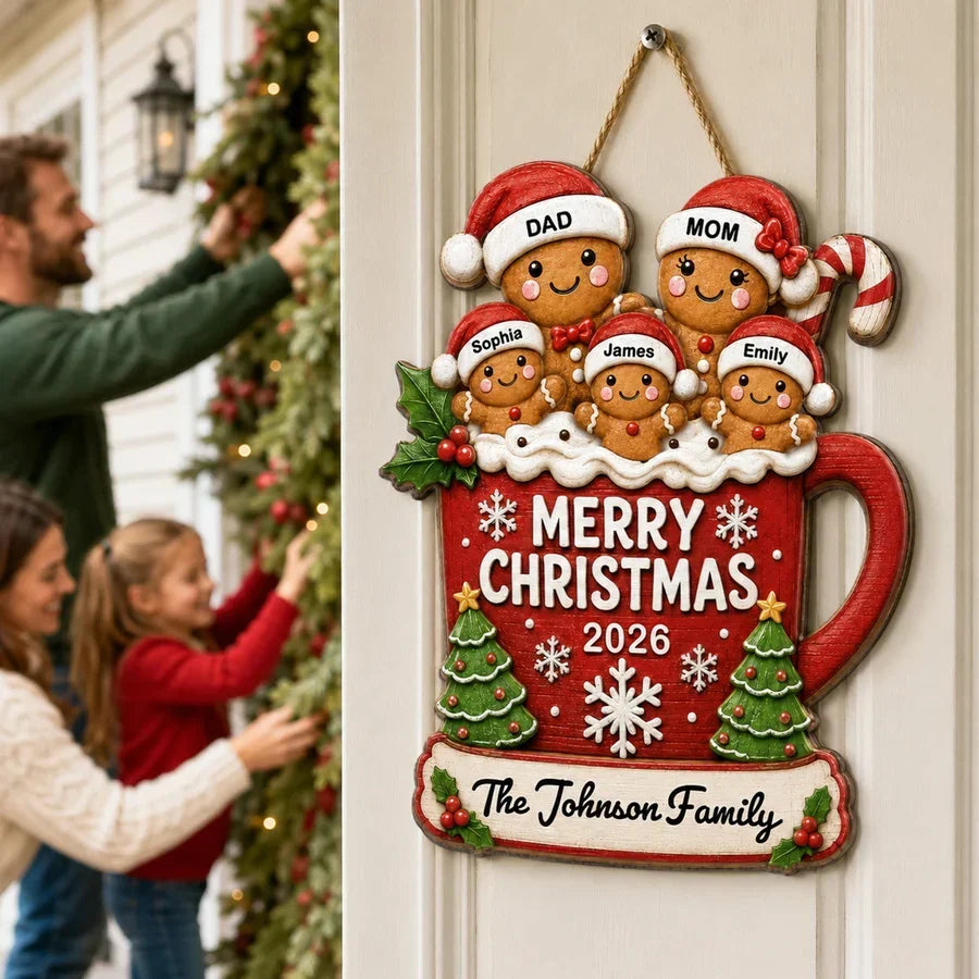 Personalized Gingerbread Scene Wooden Sign Gift for Parents
