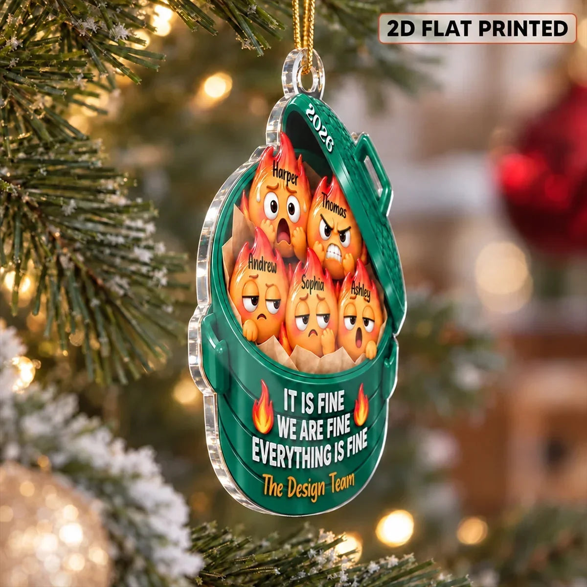 Personalized Funny Dumpster Fire Ornament Gift for Coworkers  | Christmas Decor