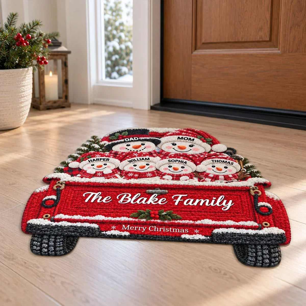 Personalized Snowman Shaped Doormat Creative Family Gift for Nana & Papa