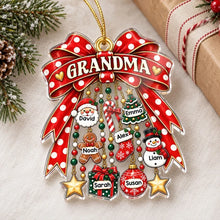 Load image into Gallery viewer, Personalized Acrylic Christmas Ornament Gift for Grandma with Red Bow
