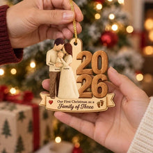 Load image into Gallery viewer, Personalized Wooden Christmas Ornament New Parents Gift 2023
