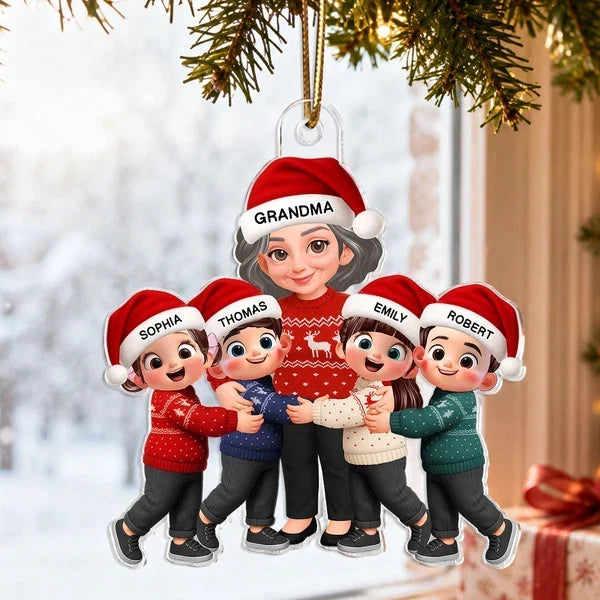 Personalized Acrylic Christmas Ornament for Grandma with Grandkids
