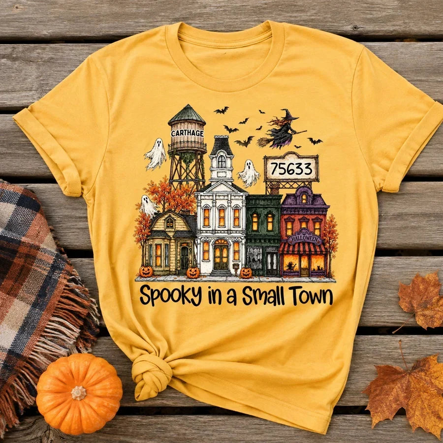 Personalized Halloween Classic Tee with Flying Witch Gift for Friends and Family