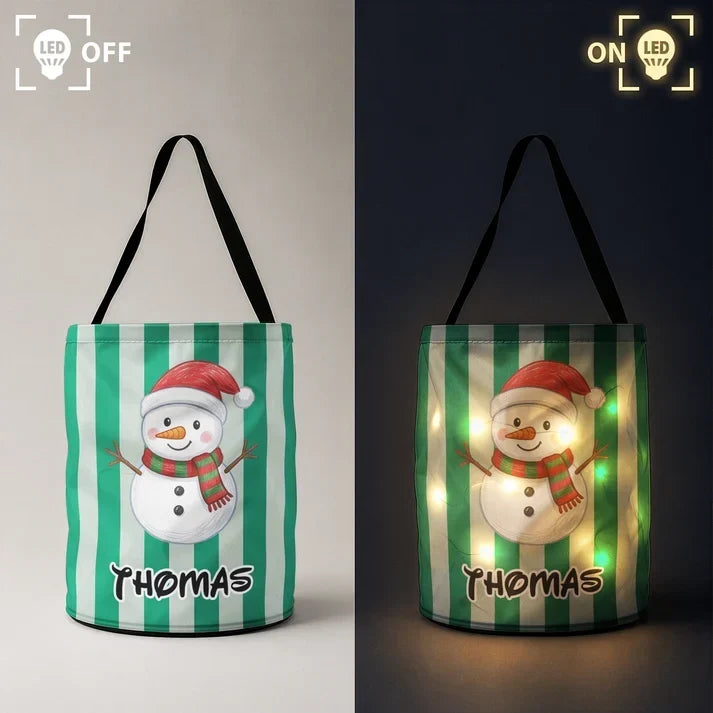 Personalized LED Light Up Fabric Basket Christmas Gift for Kids
