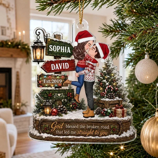 Personalized Acrylic Christmas Ornament Kissing Couple Gift for Couple