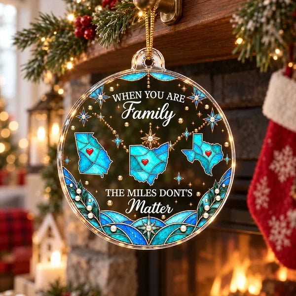 Personalized Acrylic Ornament Connected State Maps Family Gift