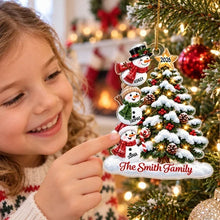 Load image into Gallery viewer, Personalized Acrylic Ornament Snowman Family Gift for Grandkids
