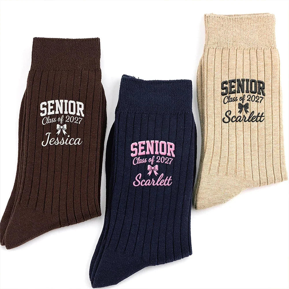 Personalized Embroidered Graduation Socks Custom Senior Gift for Her