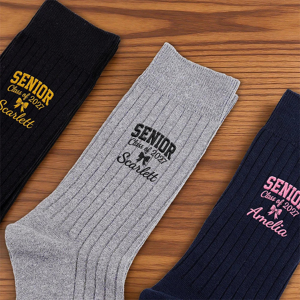 Personalized Embroidered Graduation Socks Custom Senior Gift for Her
