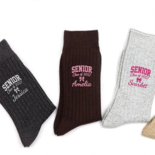 Load image into Gallery viewer, Personalized Embroidered Graduation Socks Custom Senior Gift for Her
