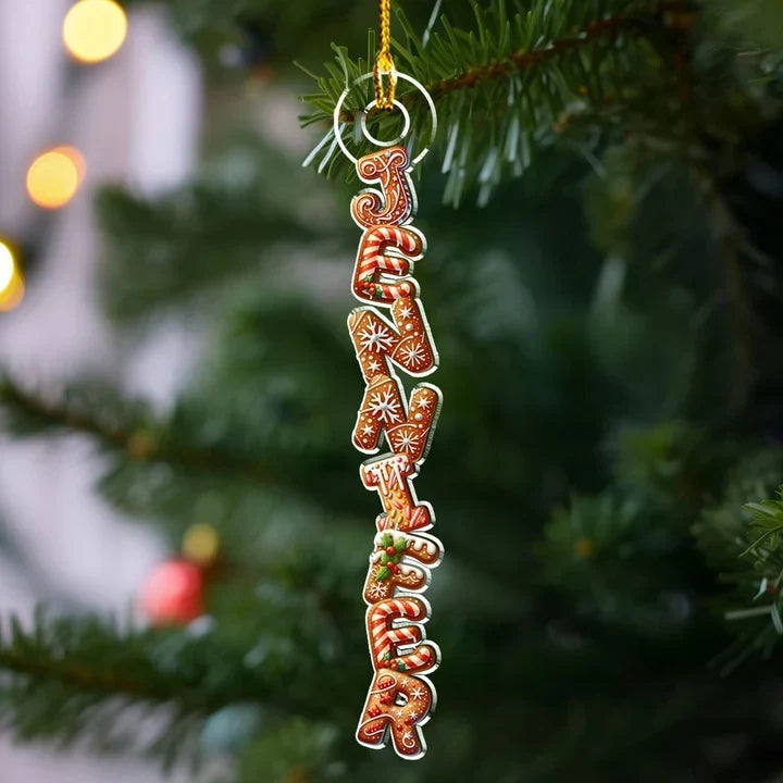 Personalized Gingerbread Letter Acrylic Ornament Gift for Kids and Family