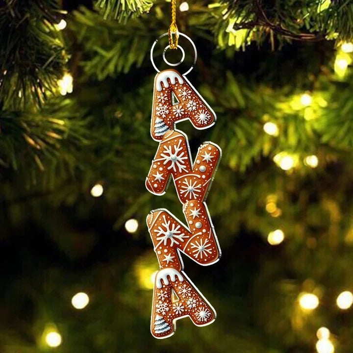 Personalized Gingerbread Letter Acrylic Ornament Gift for Kids and Family