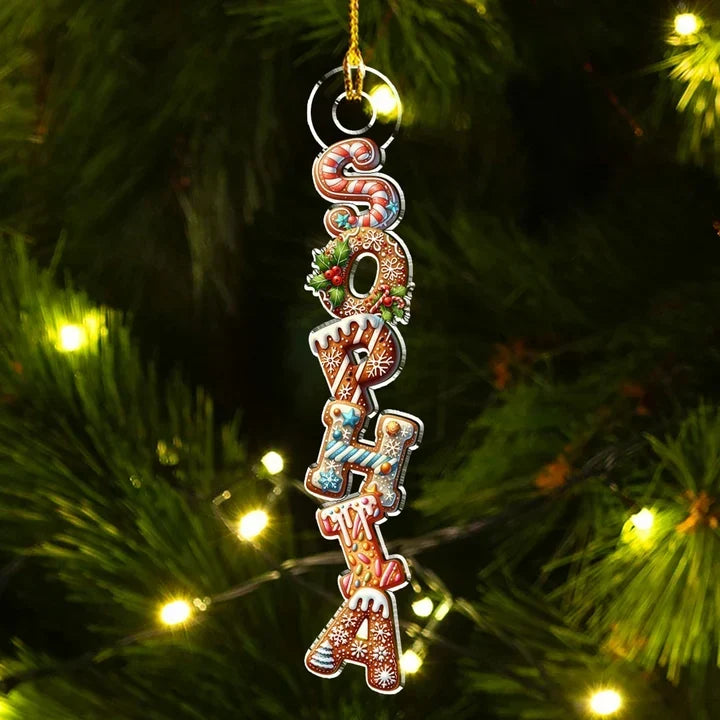 Personalized Gingerbread Letter Acrylic Ornament Gift for Kids and Family