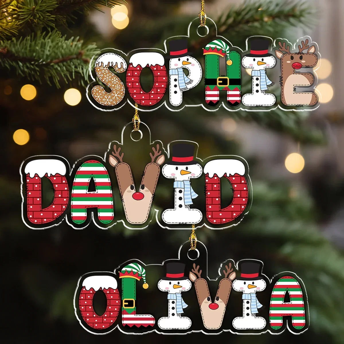 Personalized Acrylic Christmas Ornament Cute Family Gift