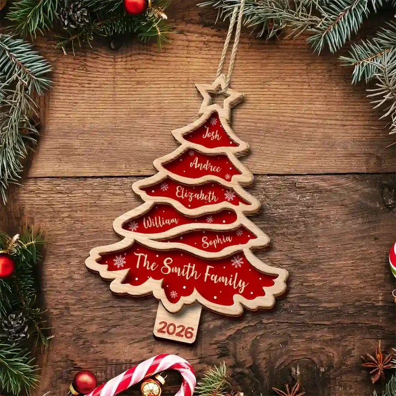 Personalized Wooden Christmas Ornament Family Gift Decor