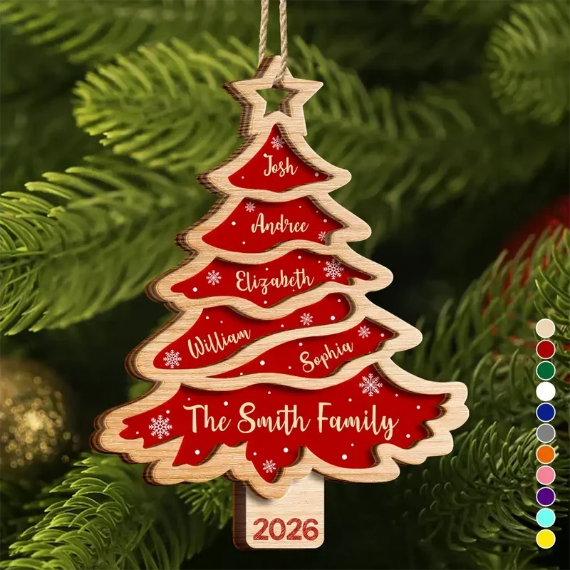 Personalized Wooden Christmas Ornament Family Gift Decor