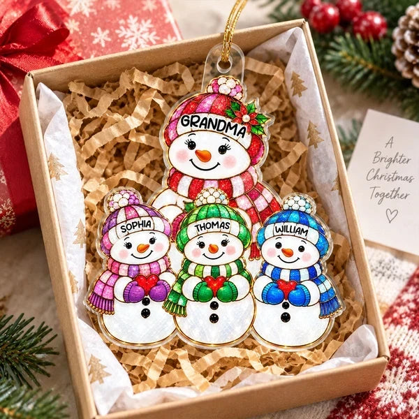 Personalized Acrylic Snowman Ornament Custom Gift for Grandma