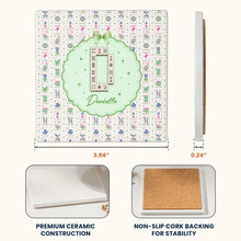 Load image into Gallery viewer, Personalized Round Ceramic Coaster Mahjong Gift for Game Night
