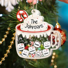 Load image into Gallery viewer, Personalized Acrylic Shaker Ornament Cocoa Mug Gift for Family
