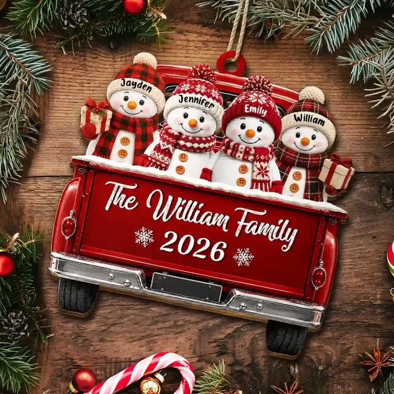 Personalized Wooden Ornament Snowman Family Holiday Gift