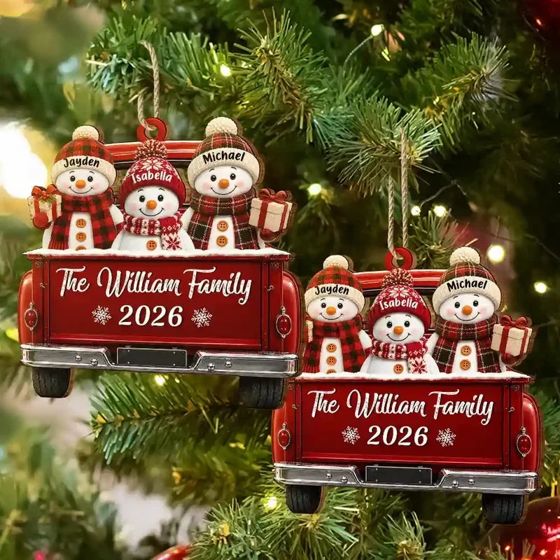 Personalized Wooden Ornament Snowman Family Holiday Gift
