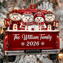 Load image into Gallery viewer, Personalized Wooden Ornament Snowman Family Holiday Gift
