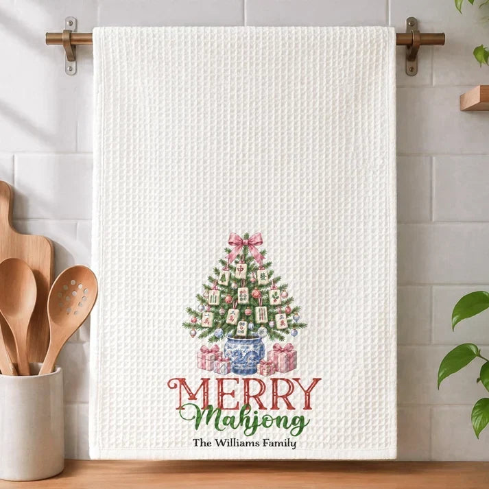 Personalized Mahjong Kitchen Towel Custom Gift for Mom, Grandma, Christmas