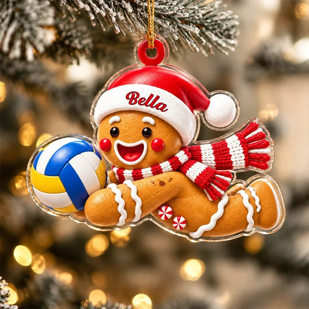 Personalized Volleyball Gingerbread Ornament Unique Gift for Sports Fans