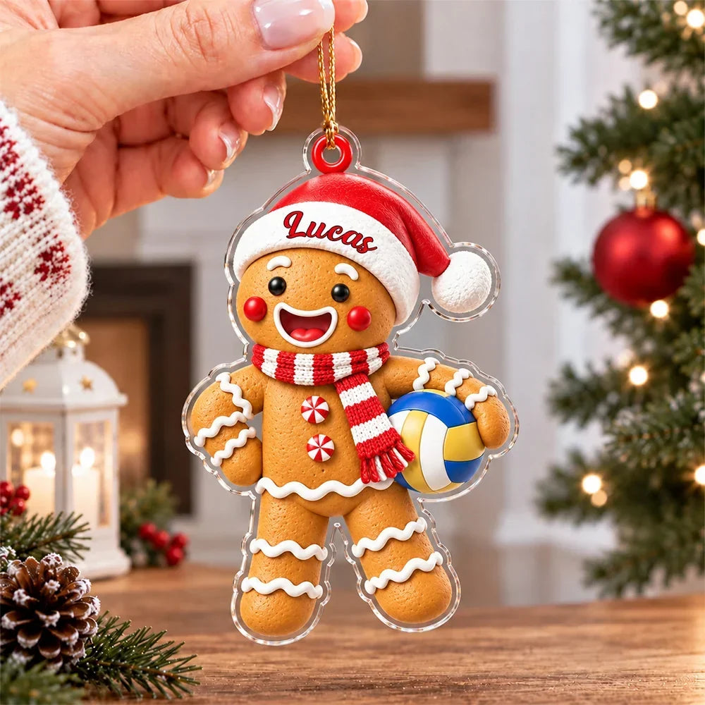 Personalized Volleyball Gingerbread Ornament Unique Gift for Sports Fans