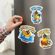 Load image into Gallery viewer, Personalized Funny Acrylic Magnet Most Likely to Get Sunburned Gift for Travelers
