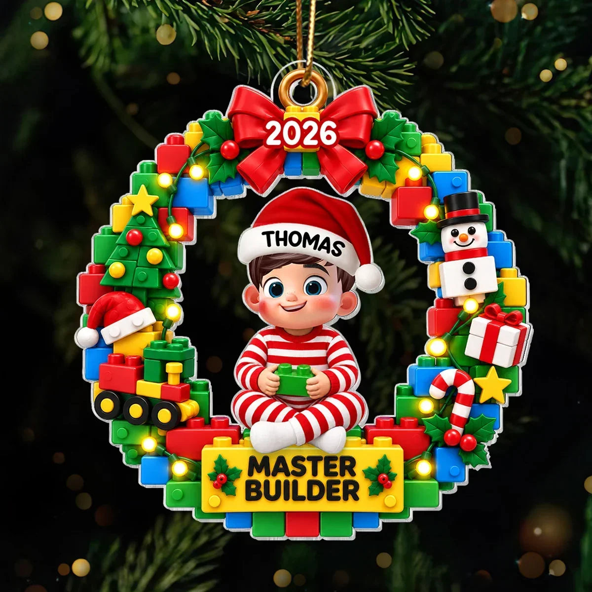 Personalized Acrylic Ornament Master Builder Gift for Kids