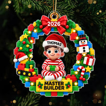 Load image into Gallery viewer, Personalized Acrylic Ornament Master Builder Gift for Kids
