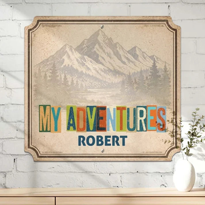 Personalized Shaped Metal Sign Travel Memories Gift for Adventurers