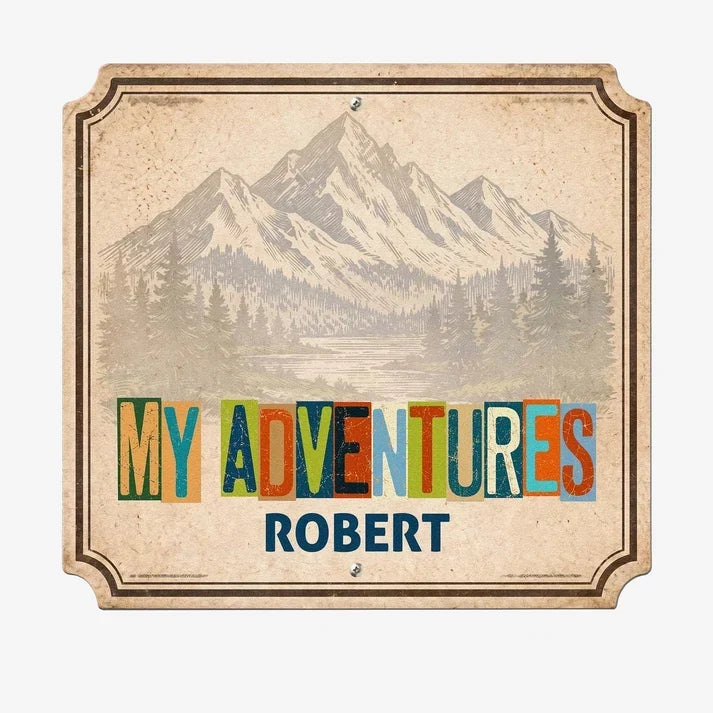 Personalized Shaped Metal Sign Travel Memories Gift for Adventurers