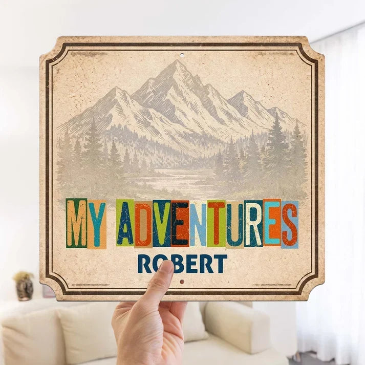 Personalized Shaped Metal Sign Travel Memories Gift for Adventurers