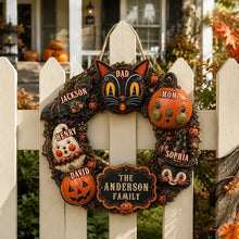 Load image into Gallery viewer, Personalized Wooden Halloween Sign Custom Family Decor Gift
