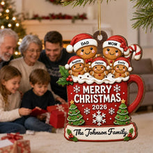 Load image into Gallery viewer, Personalized Gingerbread Family Wooden Ornament Christmas Gift for Mom &amp; Dad
