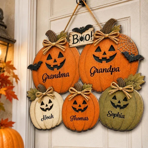 Personalized Halloween Wooden Sign for Grandparents Family Gift
