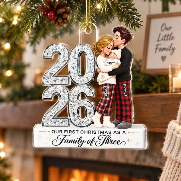 Personalized Acrylic Ornament for New Parents | Family Christmas Gift