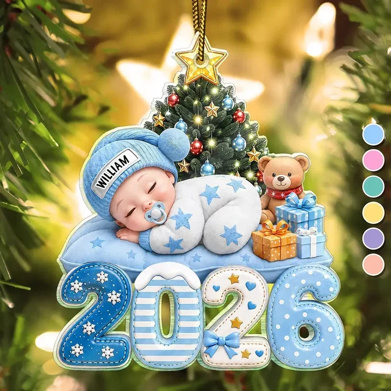 Personalized Sleeping Baby Christmas Ornament for New Parents