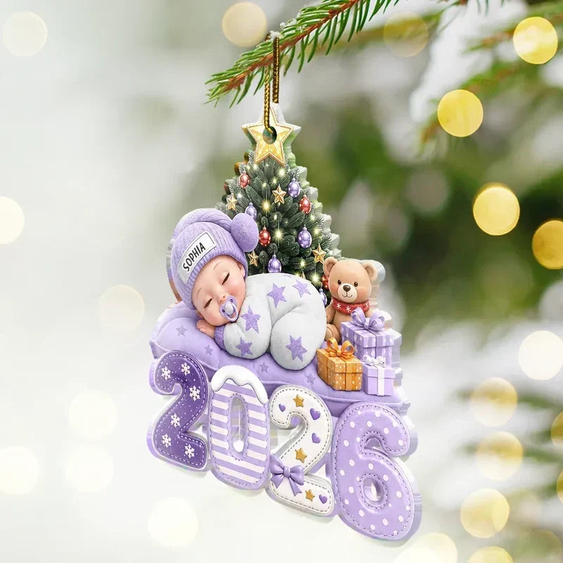 Personalized Sleeping Baby Christmas Ornament for New Parents
