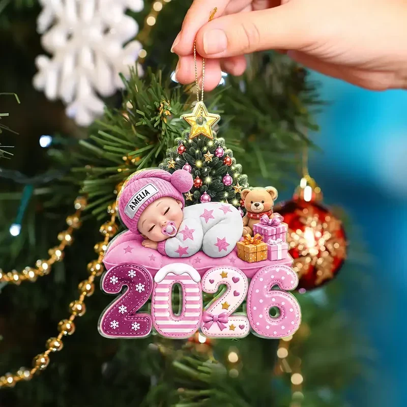 Personalized Sleeping Baby Christmas Ornament for New Parents