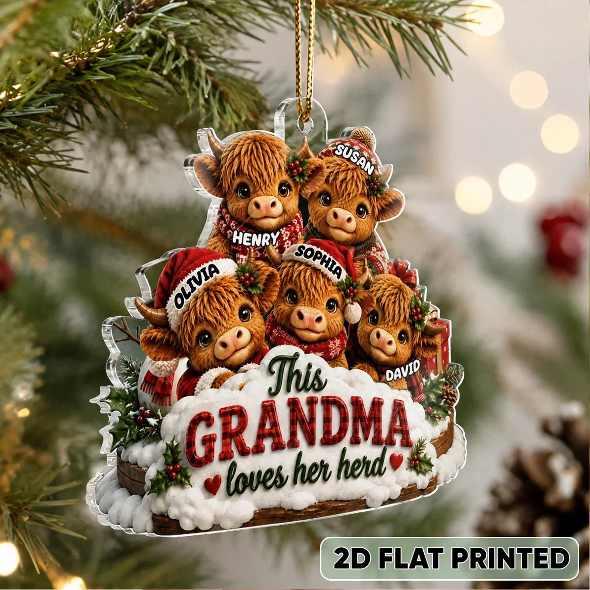 Personalized Acrylic Ornament Custom Gift for Grandma Holiday Cheer
