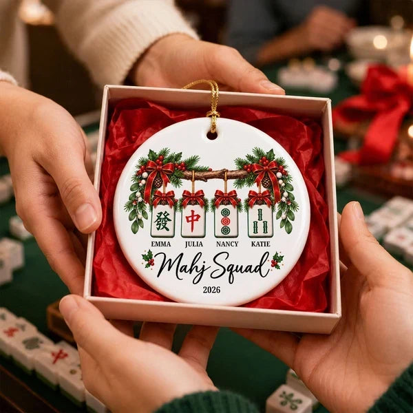 Personalized Ceramic Mahjong Ornament Custom Name Gift for Friends