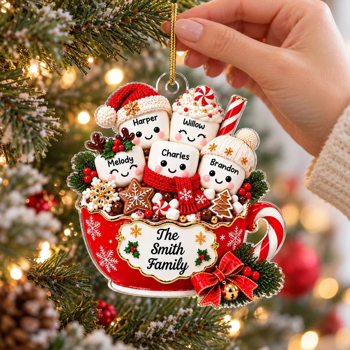 Personalized Acrylic Christmas Ornament Cute Family Gift