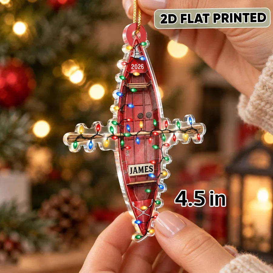 Personalized Red Kayak Acrylic Ornament Custom Gift for Boaters
