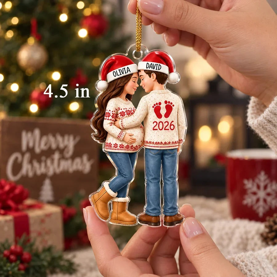 Personalized Acrylic Ornament Expecting Couple Christmas Gift
