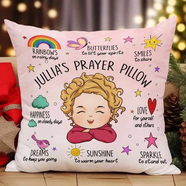 Personalized Child Art Square Pillow Uplifting Gift for Kids