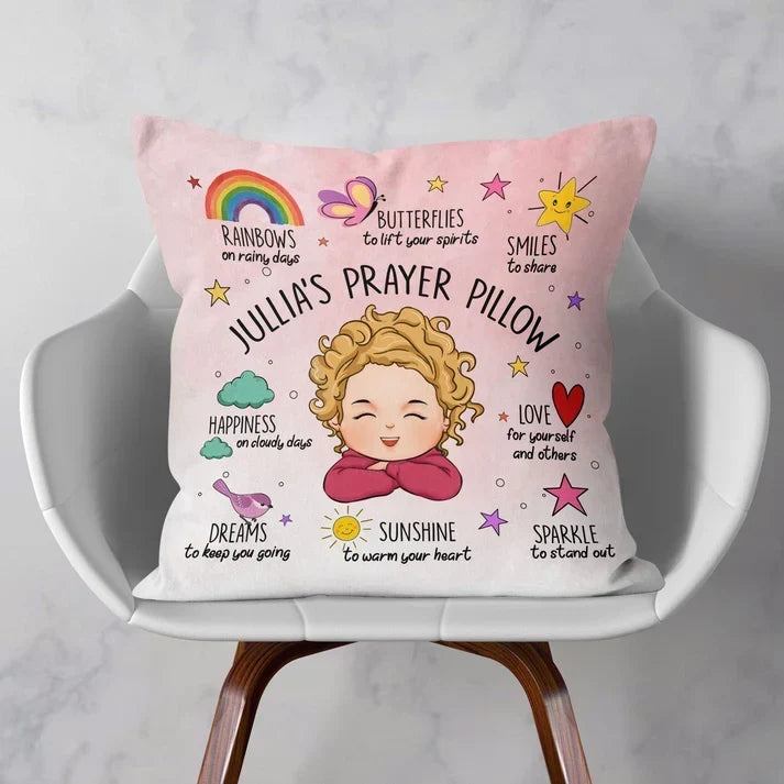 Personalized Child Art Square Pillow Uplifting Gift for Kids