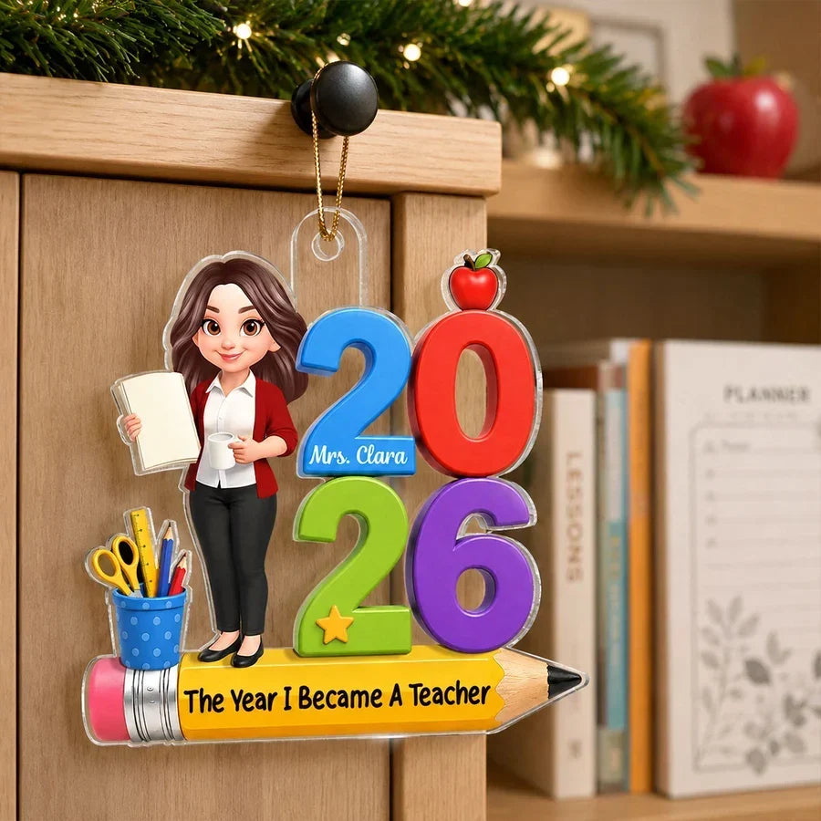 Personalized Teacher Acrylic Ornament Colorful Classroom Gift